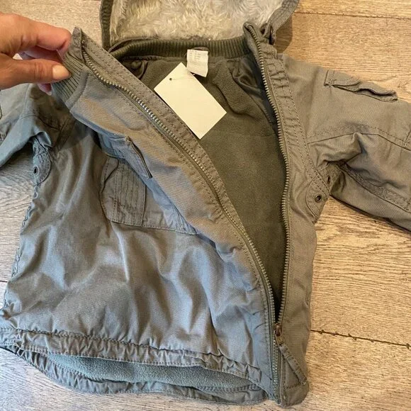 NEW Olive Green Fleece Removable Hoodie Yeezy Sweatshirt Jacket